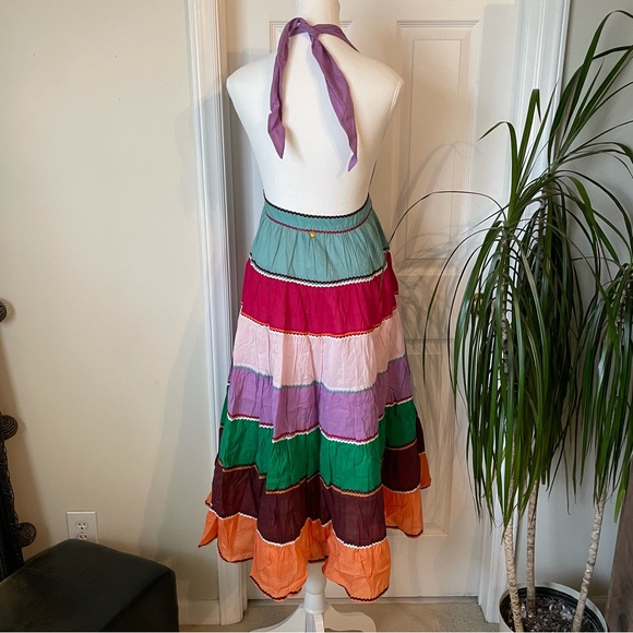 ANTIK BATIK Dress NWT Perrine tiered cutout cotton halterneck Multicolor Size 6 - Picture 12 of 16